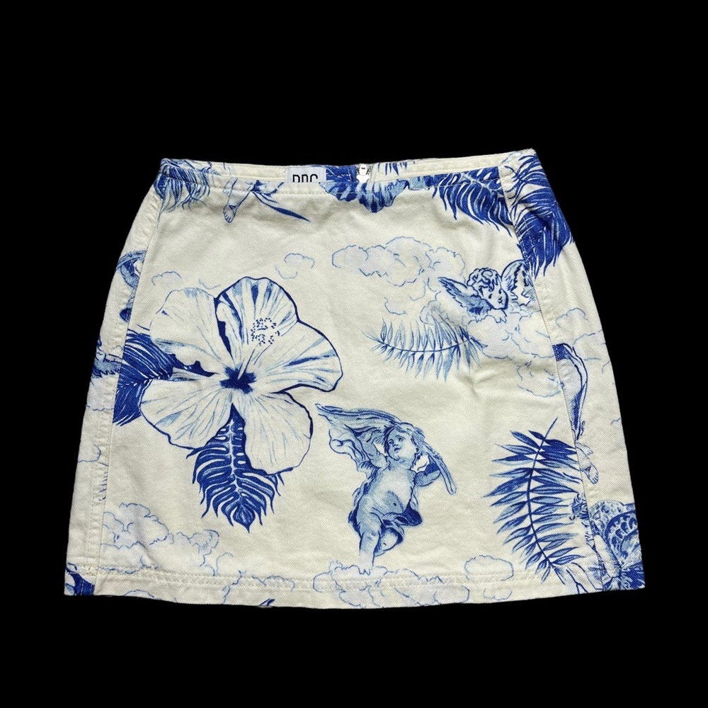 BDG Urban Outfitters White & Blue Floral Mini Skirt XS